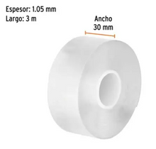 Cargar imagen en el visor de la galería, CINTA DOBLE CARA REUTILIZABLE TRASNPARENTE 3M X 30MM
